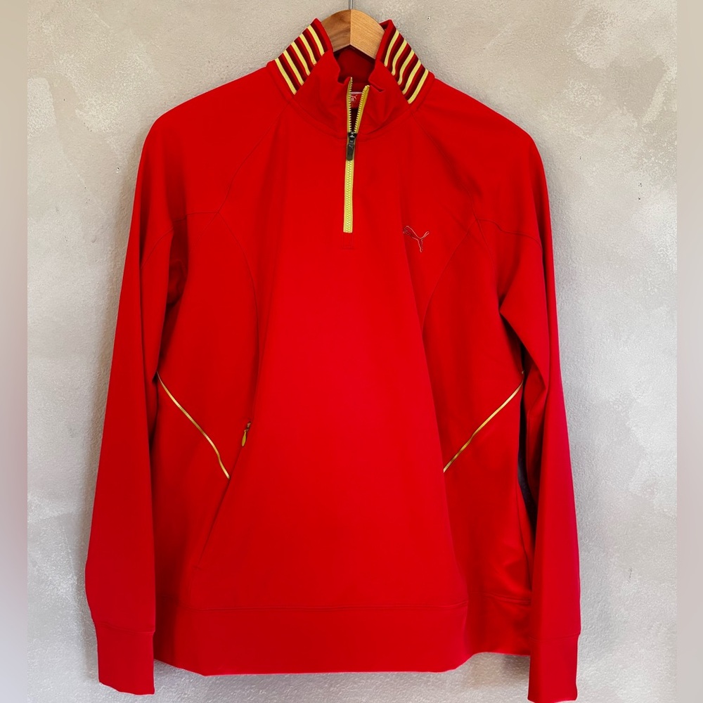 Puma Red Zip-Up pullover with Yellow Accents